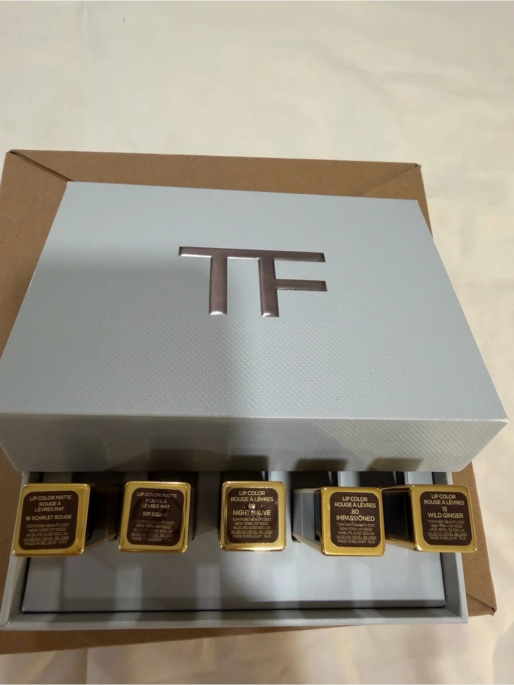 Tom Ford Lipstick Set in Brown and Gold Trim